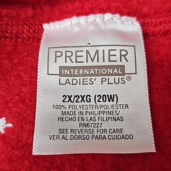 NWT Womens 2X Red Snow Flake Mittens Appliques Fleece Premier Cardigan - Picture 11 of 13
